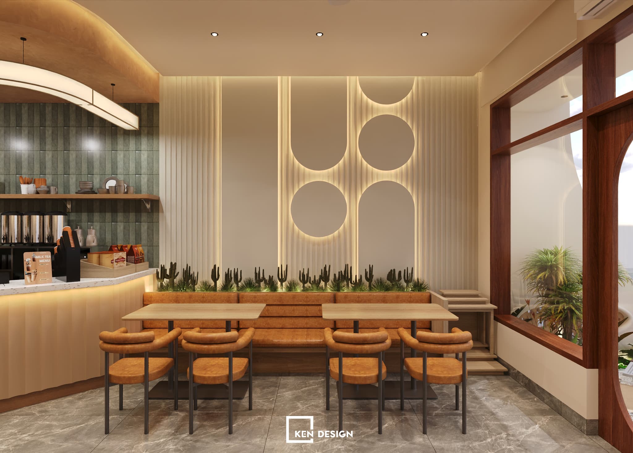 Thiết kế quán Golden tea & coffee tại Hưng Yên